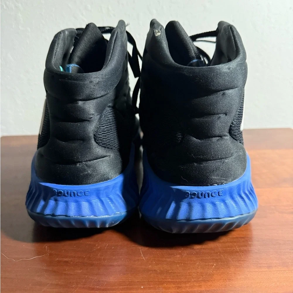 Men’s 12.5 Black/Green/Blue Adidas Hightop Athletic Lace Up Basketball Shoes